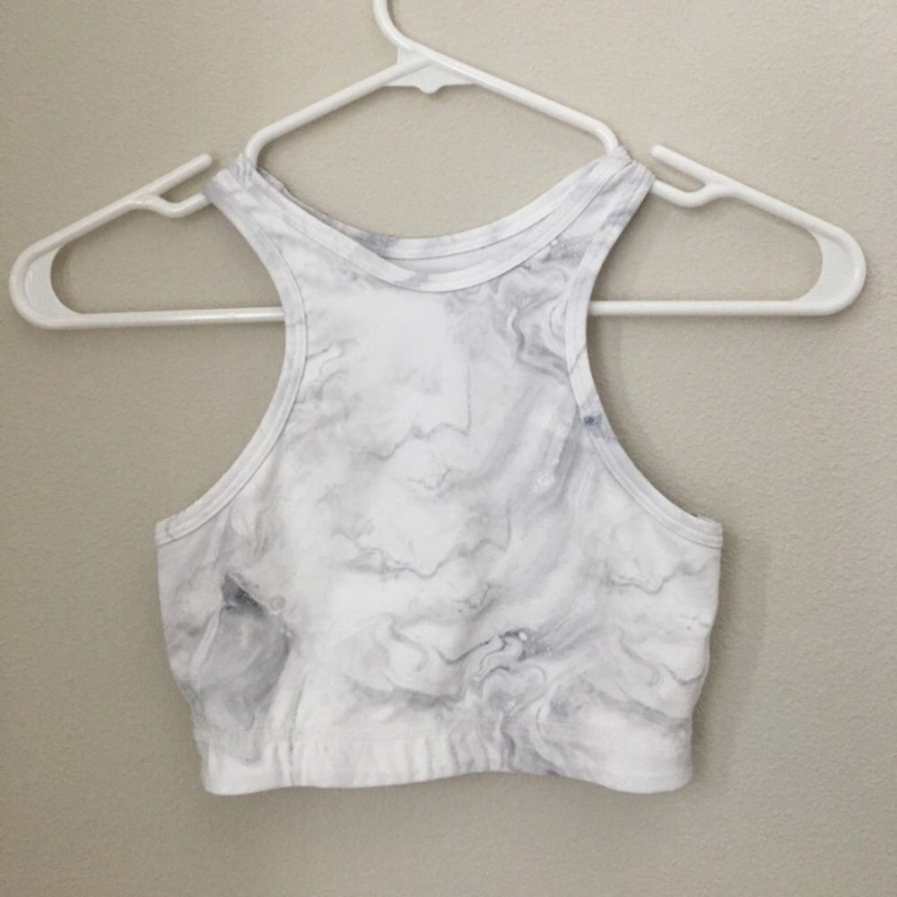 Marble Print Crop Sports Bra